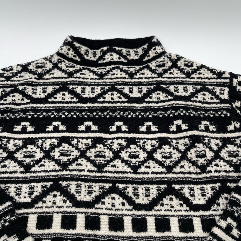 J. Jill Ultra Soft & Cozy Black/Cream Jacquard Pullover Sweater Sz Large - Picture 5 of 14